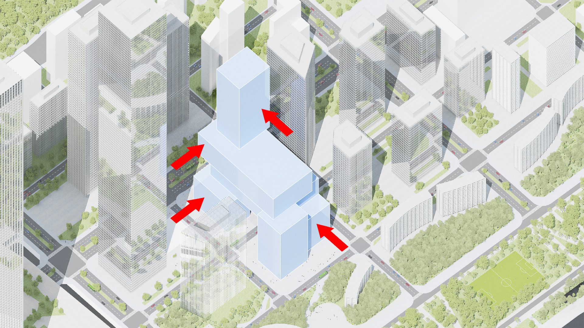 万科新总部三维城市 (Vanke 3d City)概念 变为块状