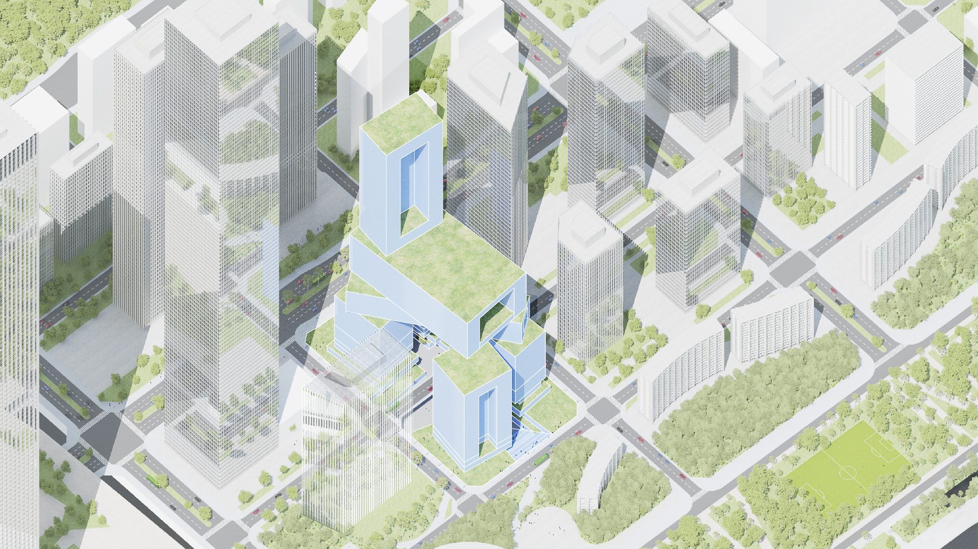 万科新总部三维城市 (Vanke 3d City)概念绿植的覆盖