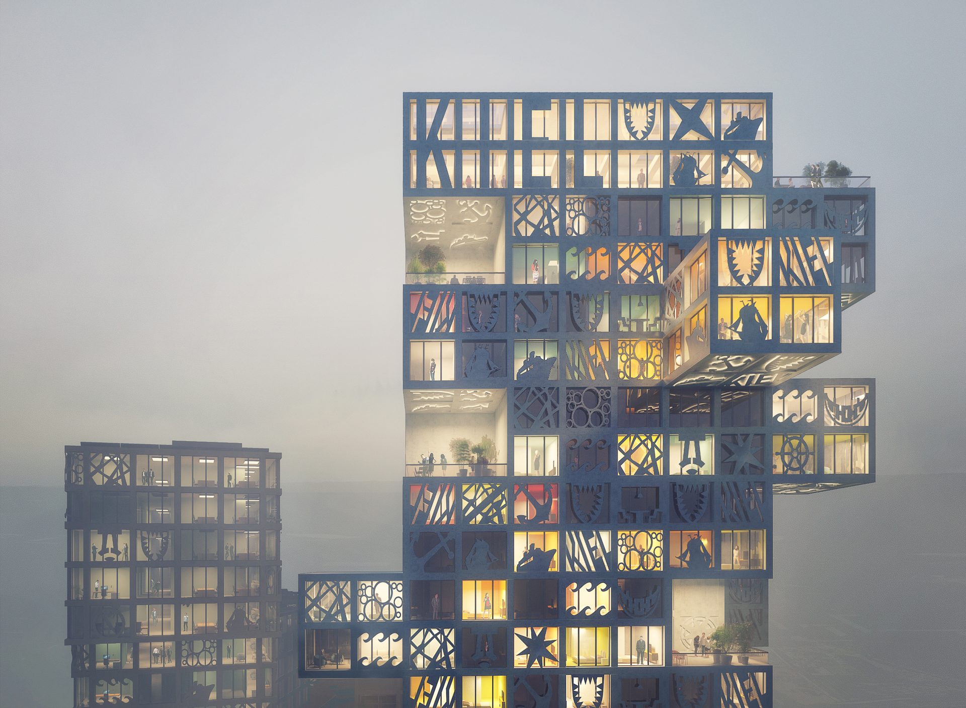 大厦的外立面Werner comics漫画图案 ©MVRDV
