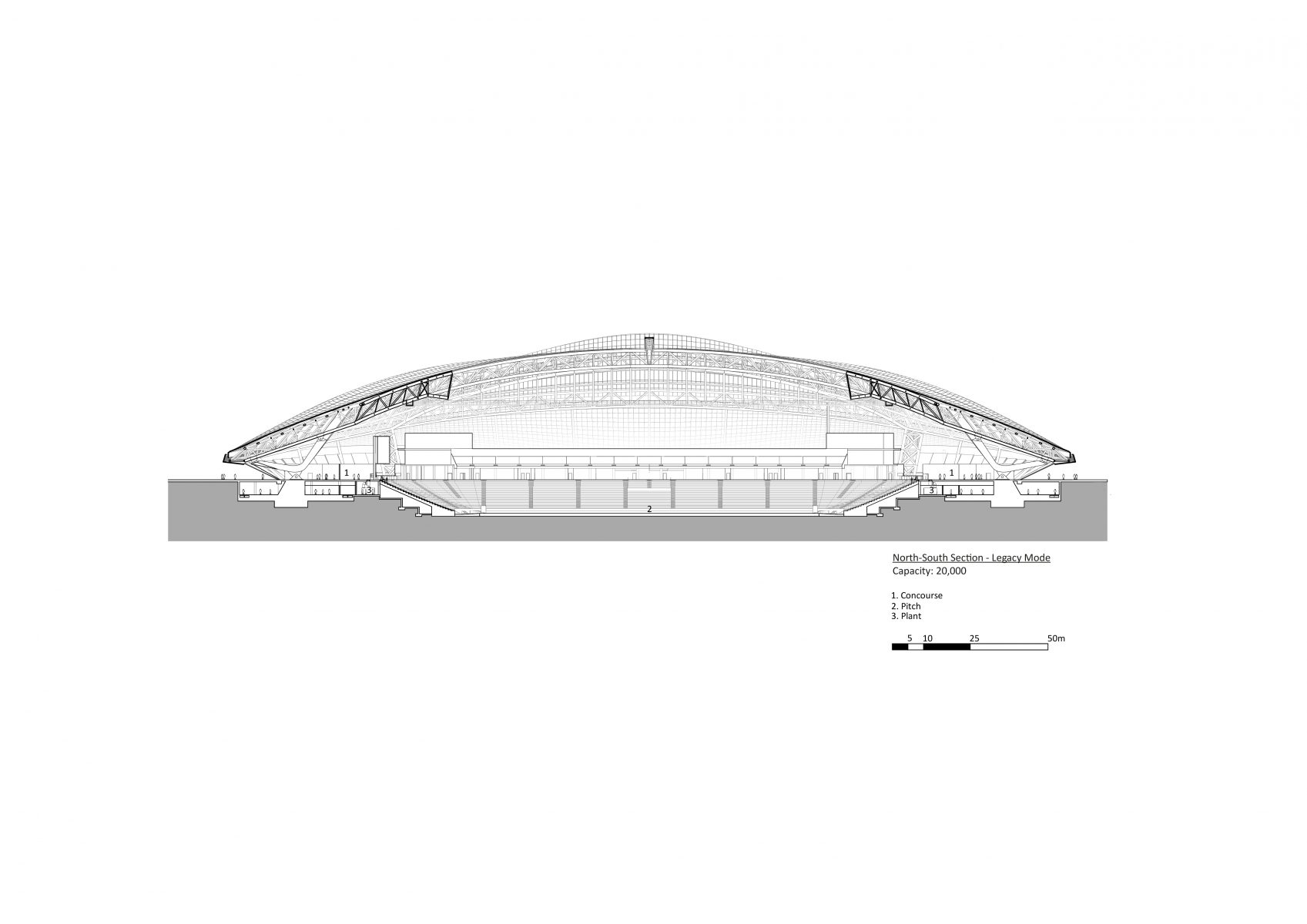 剖面图 ©Zaha Haidid Architects